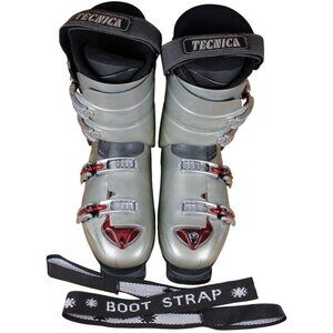 Tecnica Men's Ski Boots Silver/Red 4 Buckle Easy Fit Dual Pivot Boot Strap 9.5